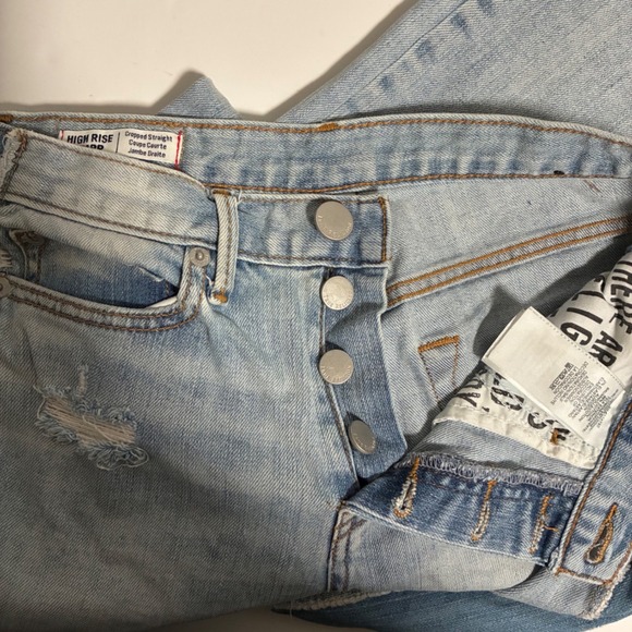 True Religion High Rise Starr Cropped Straight Two Tone Distressed Jeans 29 - Picture 10 of 10